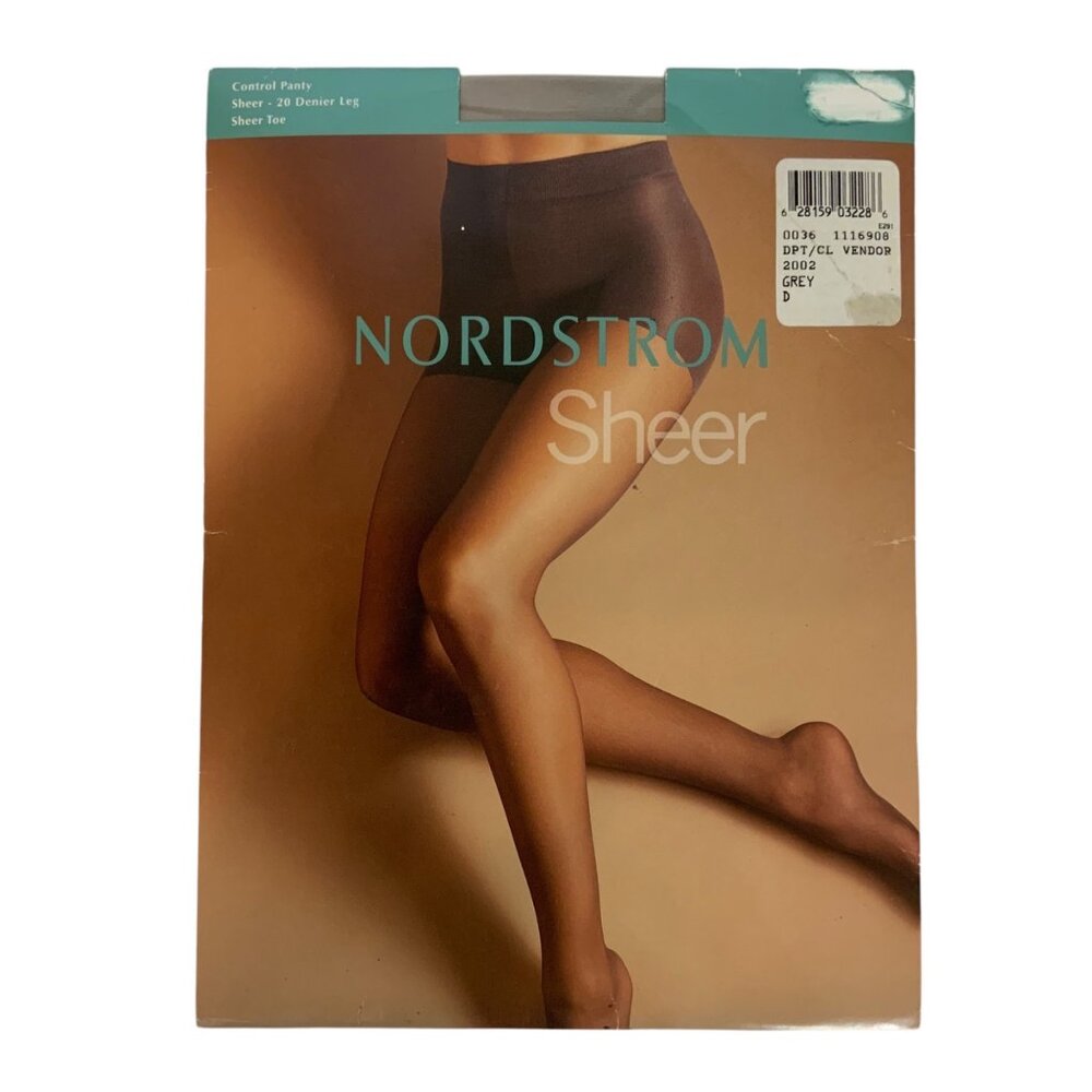 Nordstrom Sheer Control Top Pantyhose Size D XL Grey Spandex Nylon